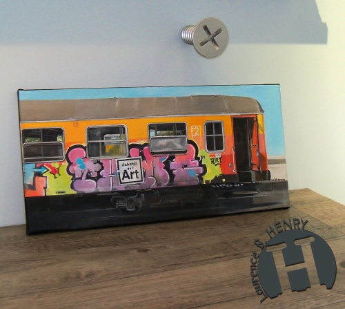 art,hyperréalisme,art urbain,train,tag,achetez de l'art